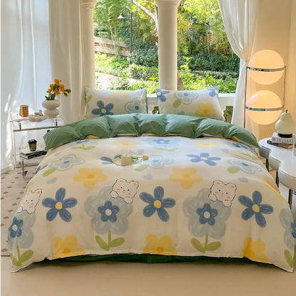 Dog Printed Bed Set | Floral Duvet Cover & Pillowcase in Various Sizes