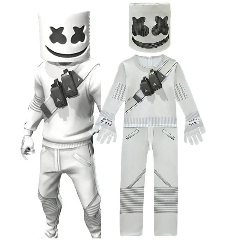 Kids DJ Marshmello Clown Cosplay Jumpsuit - Halloween & Christmas Costume