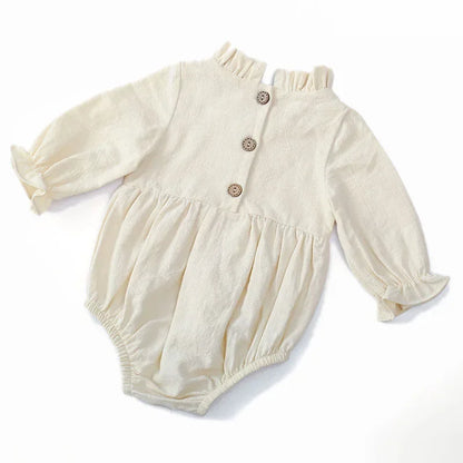 Cute Baby Girls Romper – Cotton Long Sleeve Ruffles Playsuit