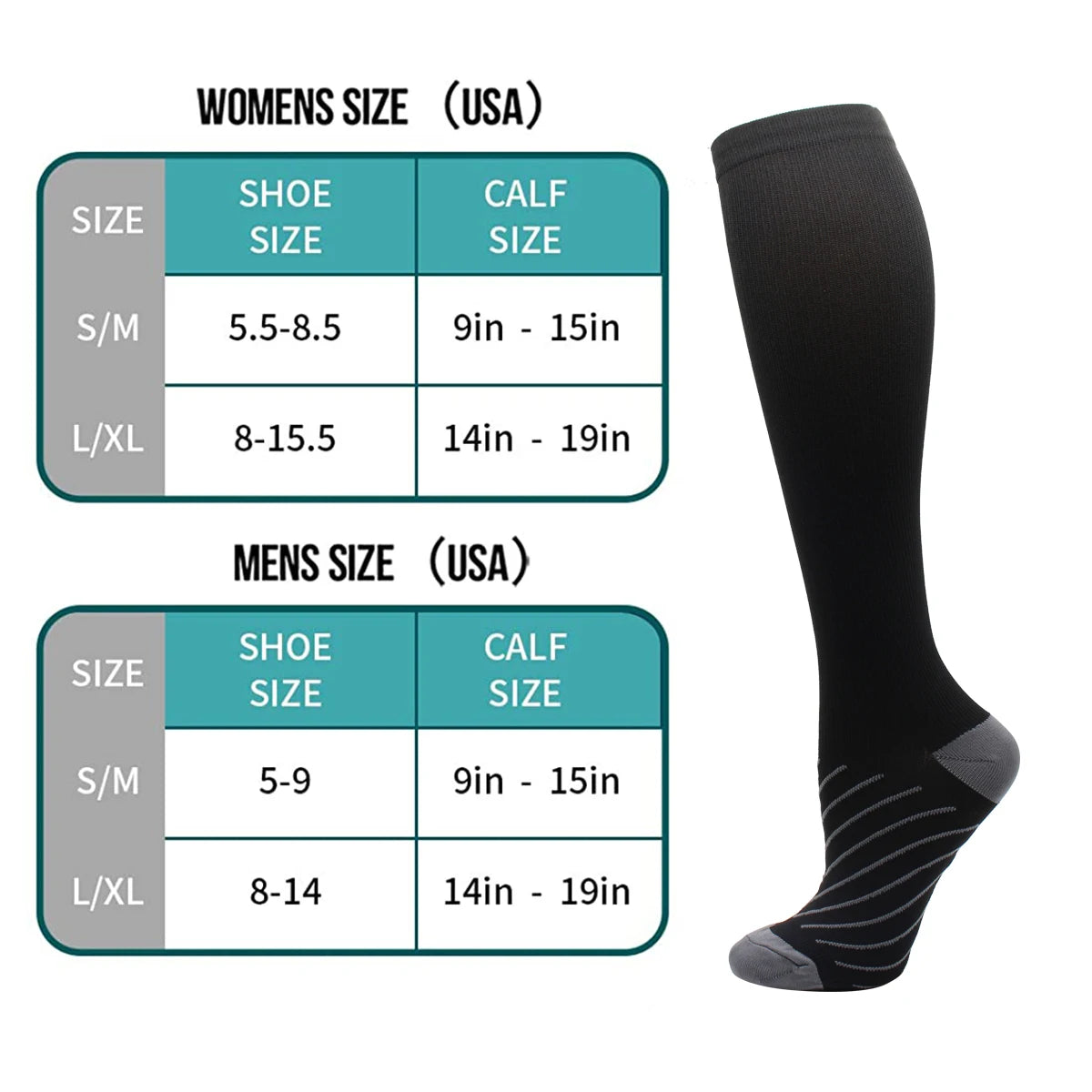 6 Pairs Copper Black Compression Socks – High-Performance Athletic