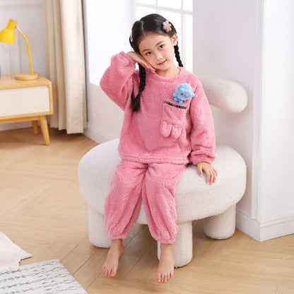 Autumn Winter Baby Pajamas - Thick Plush Long Sleeve 2-Piece Set