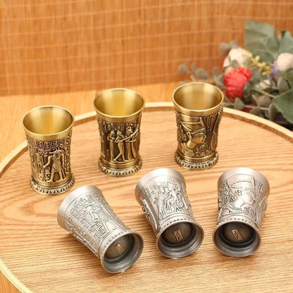 30ML Vintage Metal Egyptian Wine Glass – Pharaoh Tut Engraved Goblet