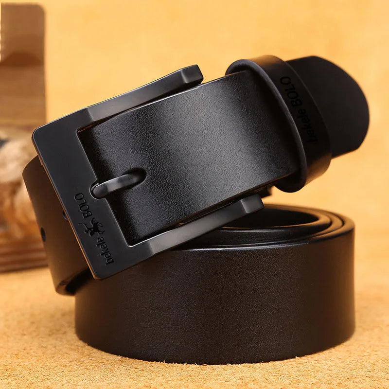 Genuine Leather Men's Fashion Belt with Alloy Buckle