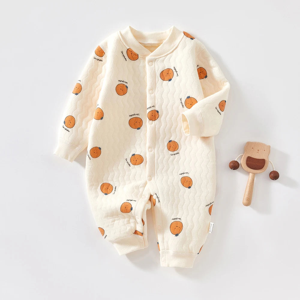 3-Layer Cartoon Newborn Romper - Bear & Bunny Design for Autumn/Winter