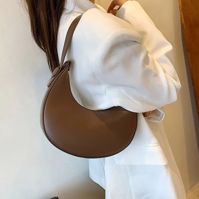 Solid Color PU Zipper Fashion Hobo Bag