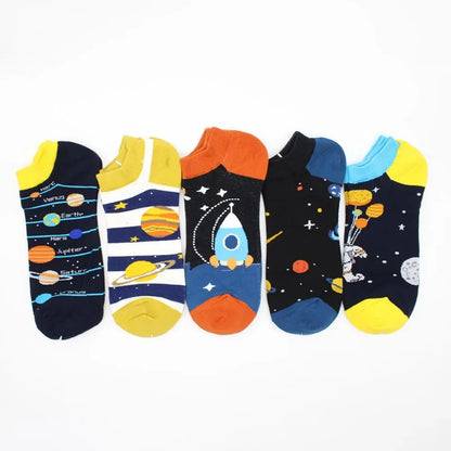 5 Pairs Colorful Novelty Ankle Socks for Men – Fun & Casual