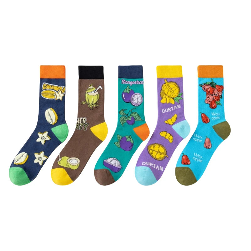 Men's Fruit Trendy Breathable Long Happy Socks