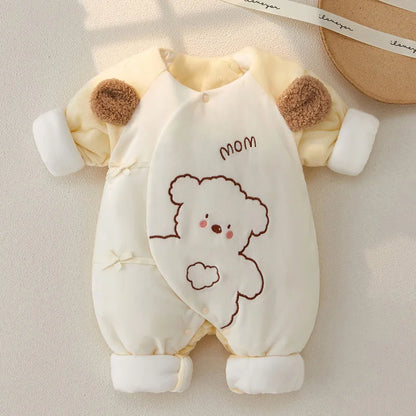 Winter Newborn Baby Romper – Bear Embroidery Jumpsuit