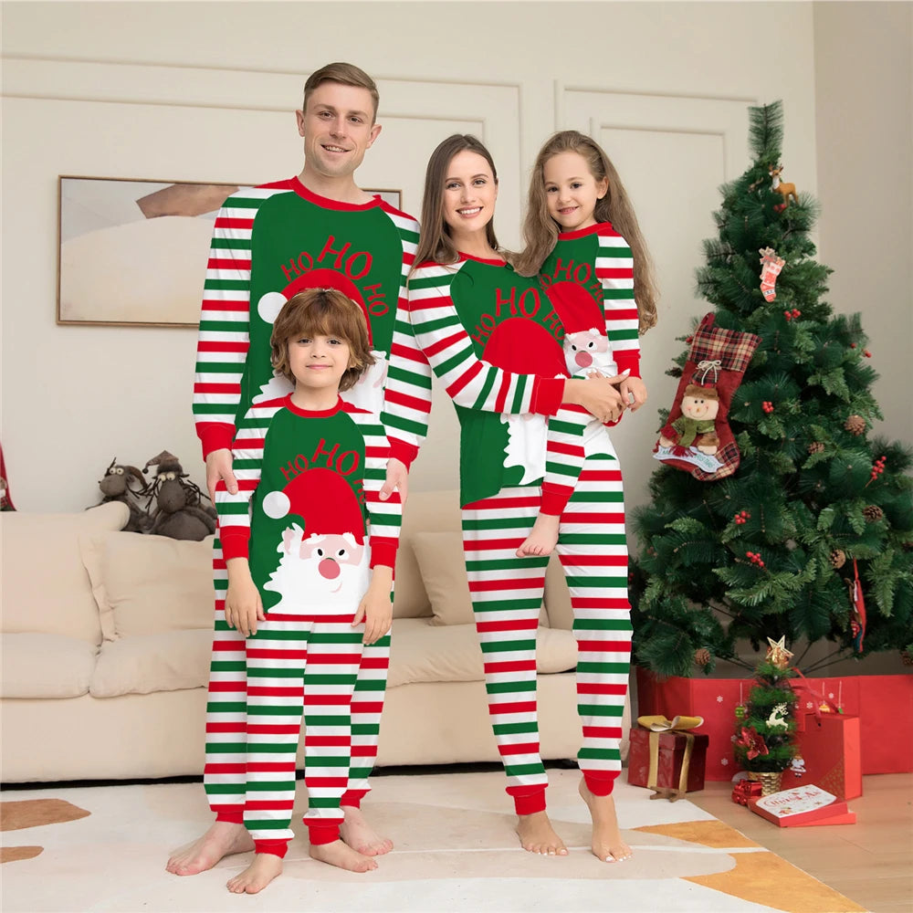 Christmas Family Matching Pajamas Set - Striped Santa Claus Sleepwear for All