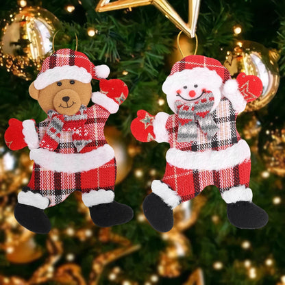 Christmas Plush Doll Ornaments – Santa & Snowman Hanging Pendants