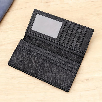 Genuine Leather Slim Bifold Wallet for Men