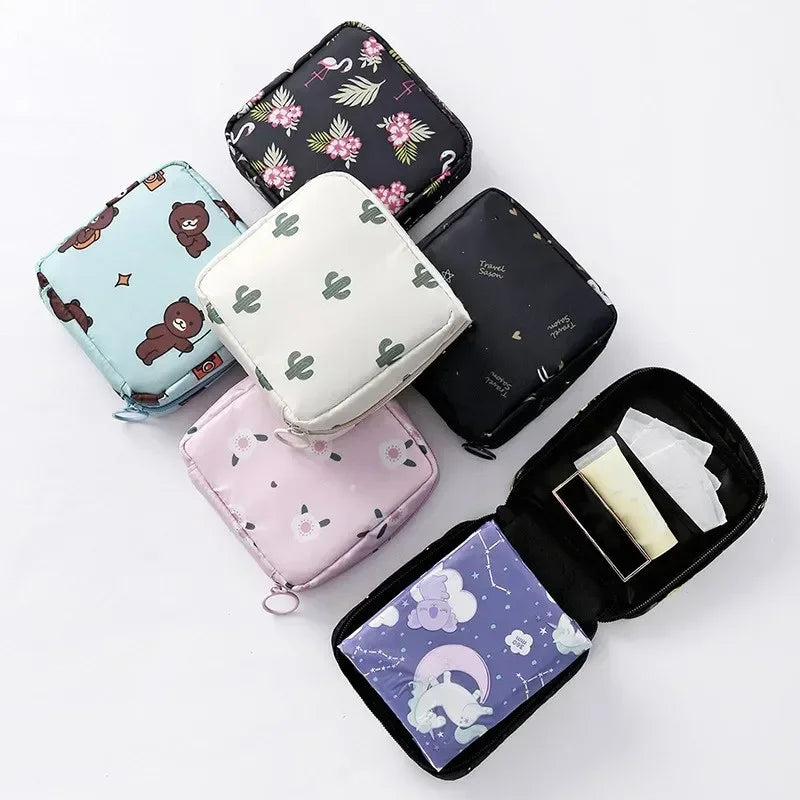 Women’s Sanitary Napkin & Tampon Pouch | Travel Storage Organizer for Cosmetics, Makeup & Key Items