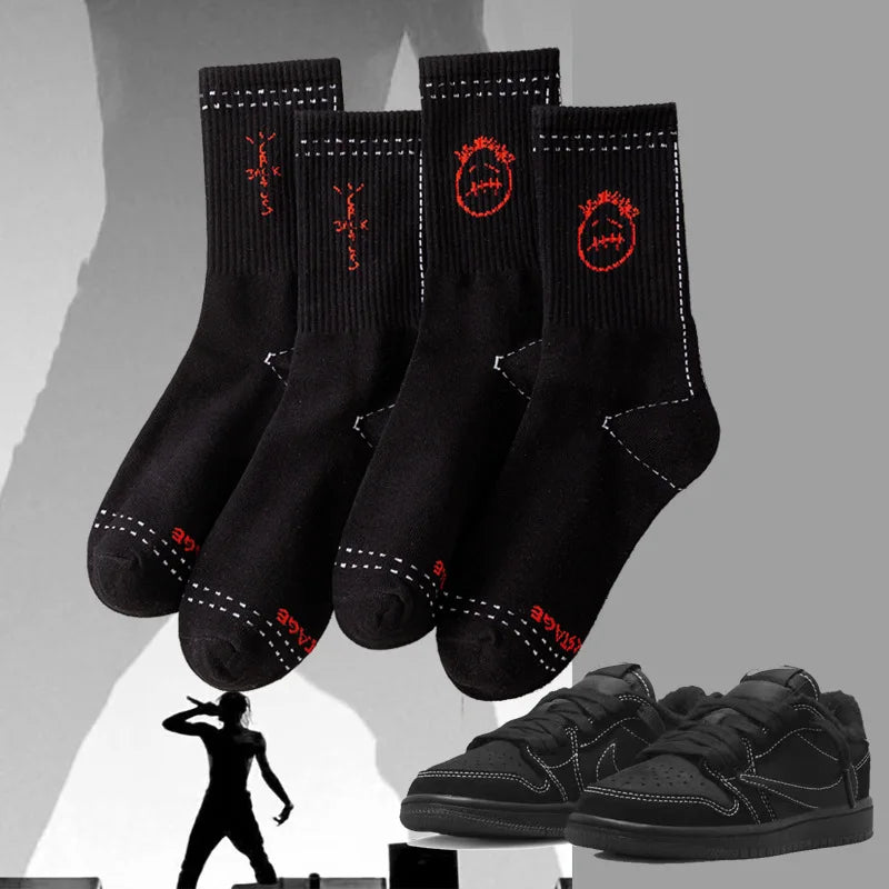 3 Pairs Men's Cotton Sports Socks Gift Box – Trendy Hip-Hop Style