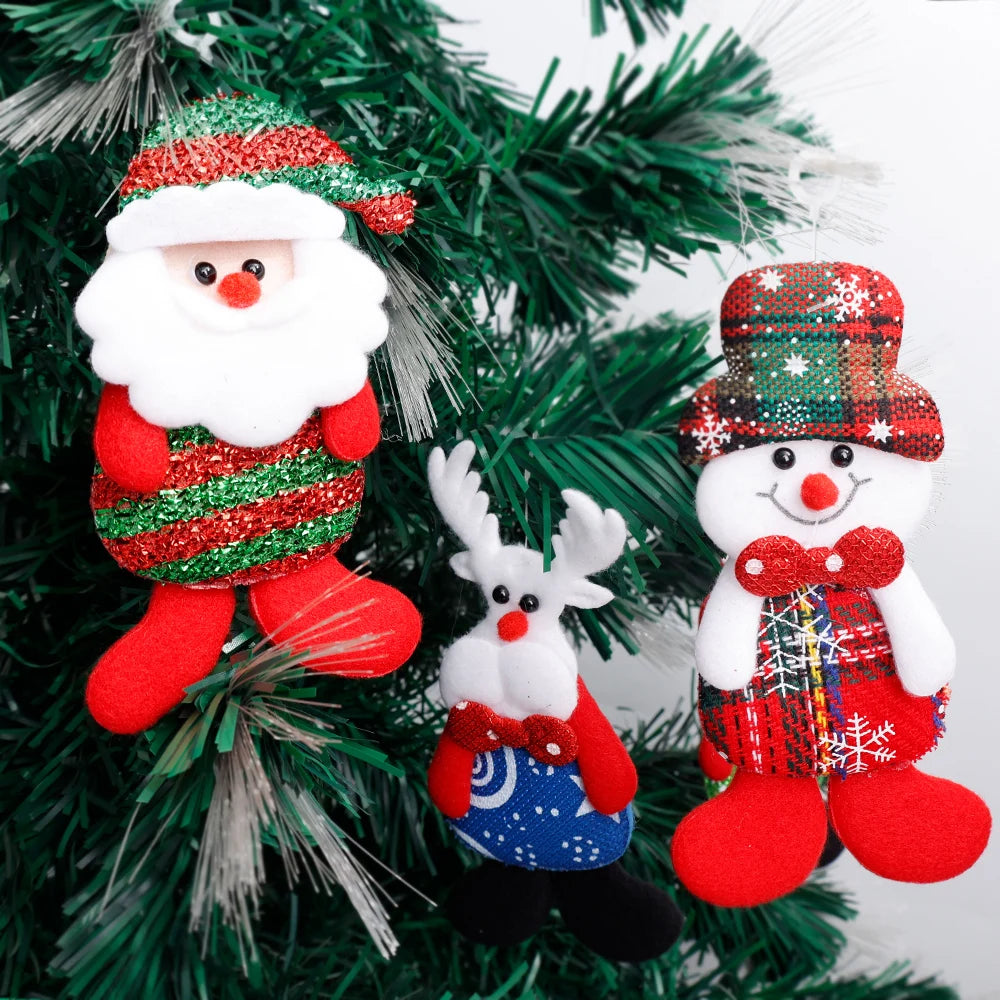 Christmas Plush Doll Ornaments – Santa & Snowman Hanging Pendants