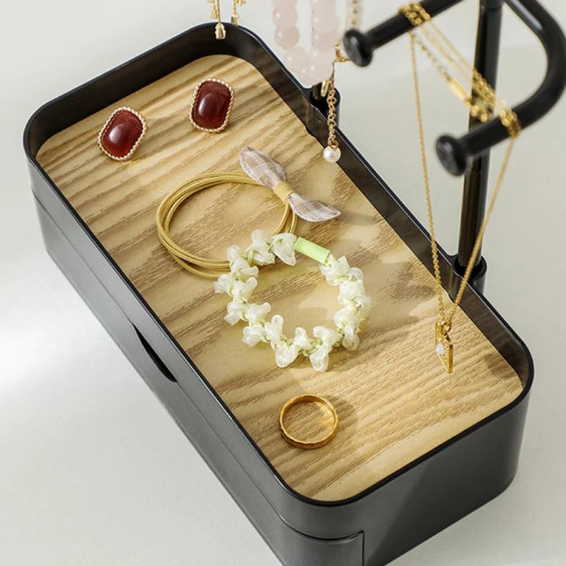 Jewelry Organizer Display Stand Rack with Wooden Tray