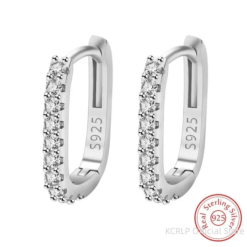 925 Sterling Silver Crystal Circle Hoop Earrings for Women