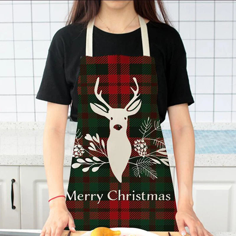 Linen Merry Christmas Apron – Festive Kitchen Decor