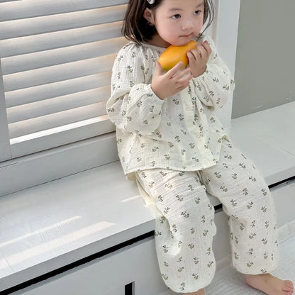 Autumn Kids Pajama Sets - Yarn Cotton Long Sleeve & Trousers