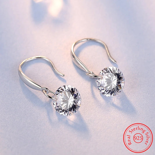 925 Sterling Silver Crystal Drop Earrings