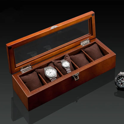 5-Slot Wooden Watch Organizer – Luxury Display Case