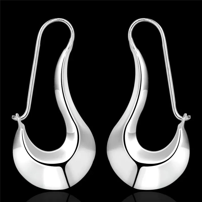 925 Sterling Silver Drop Earrings | Elegant Hoop Charm Jewelry