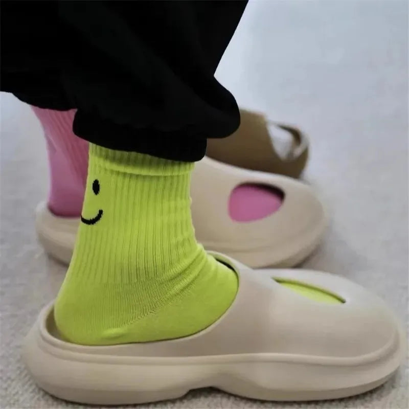 Crying Face Pure Color Cotton Socks