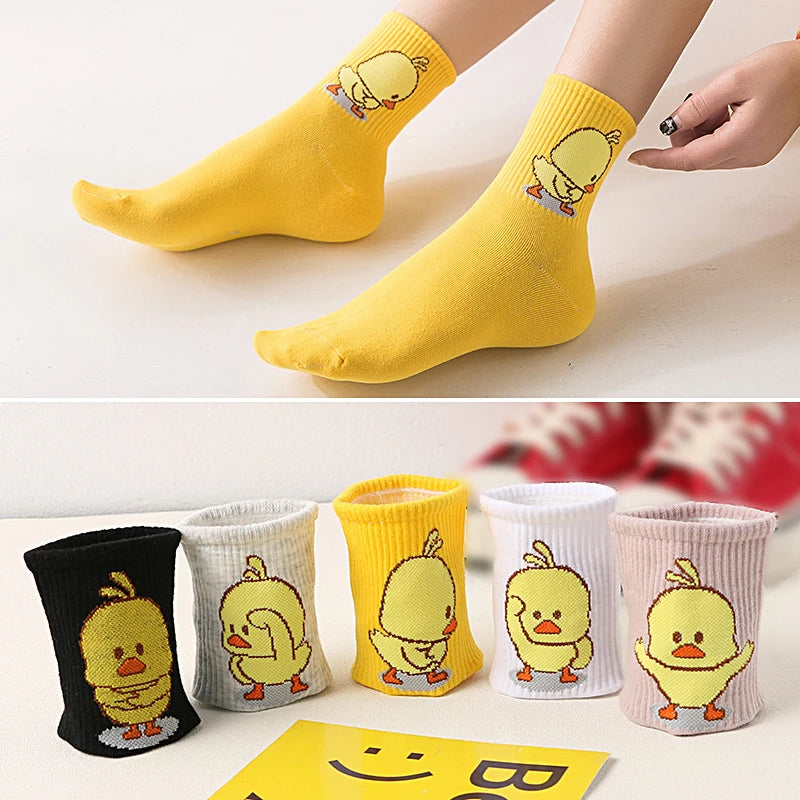 Unisex Cute Cartoon Dancing Yellow Duck Socks