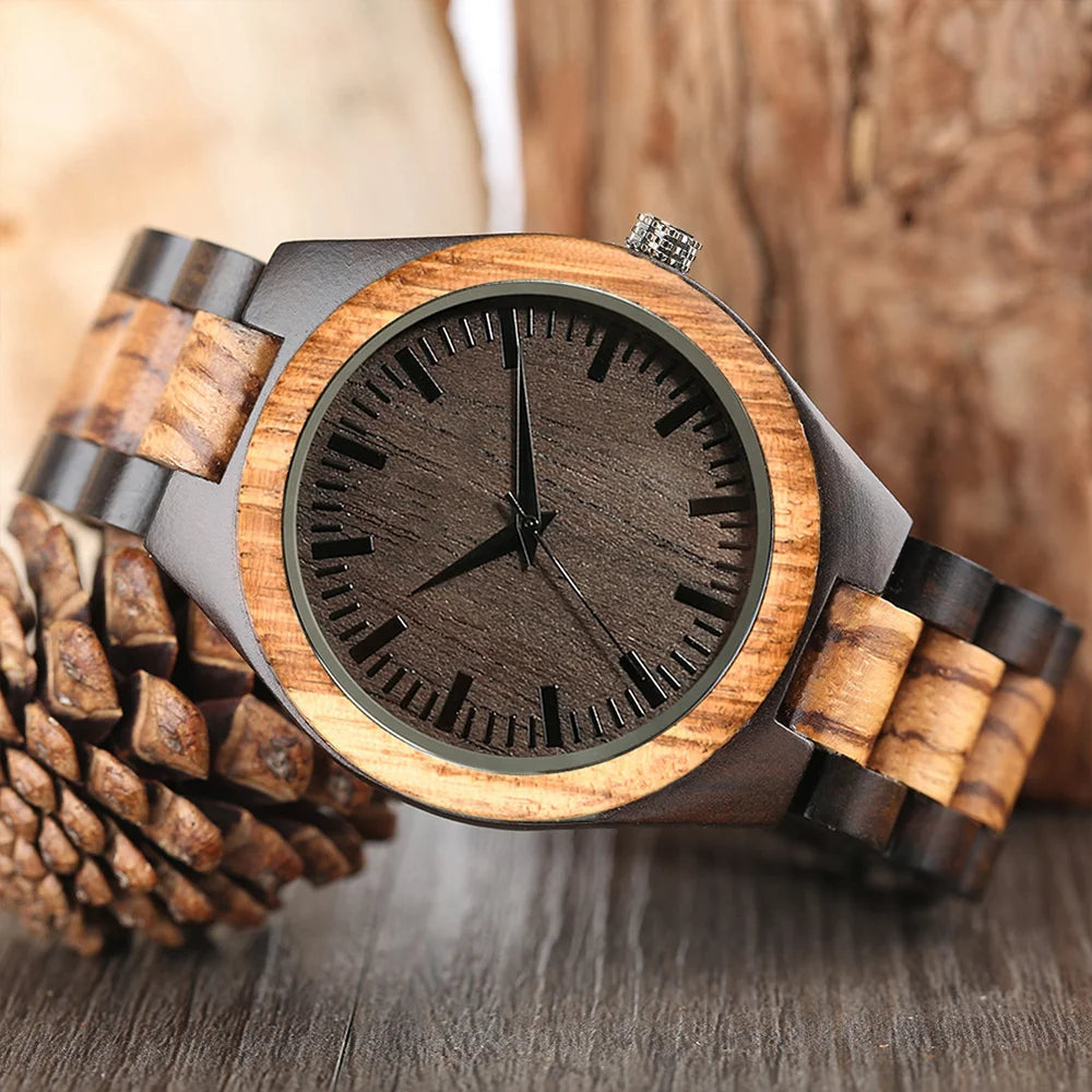 Personalized Luxury Wood Quartz Chronograph Wrist Watch for Men