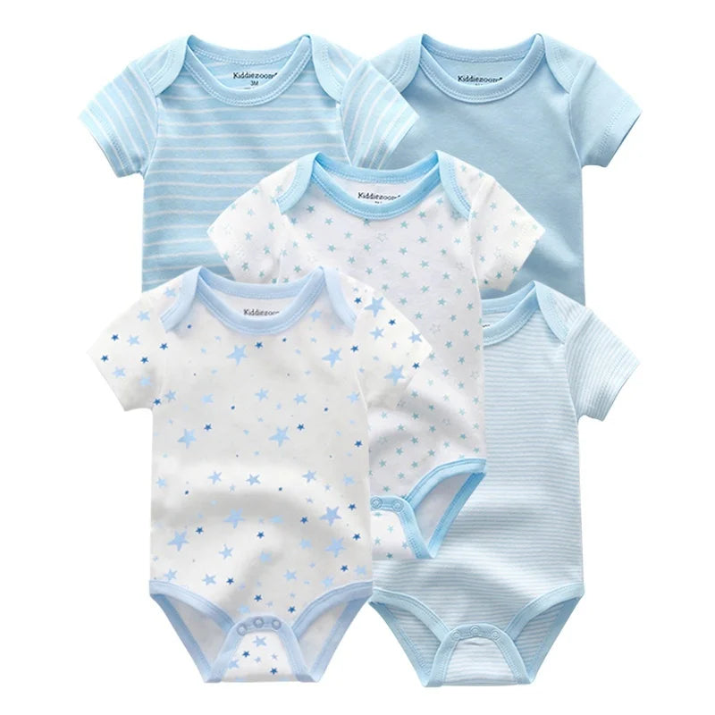 5-Pack Cotton Baby Bodysuits – Short Sleeve Infant Onesies for Newborns