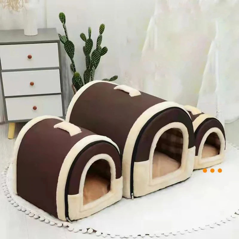 Folding Plush Dog House | Convertible Indoor Bed