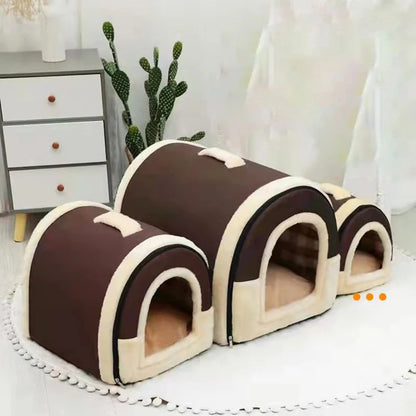 Folding Plush Dog House | Convertible Indoor Bed