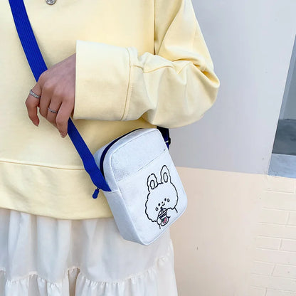 Cute Bear & Rabbit Print Crossbody Bag