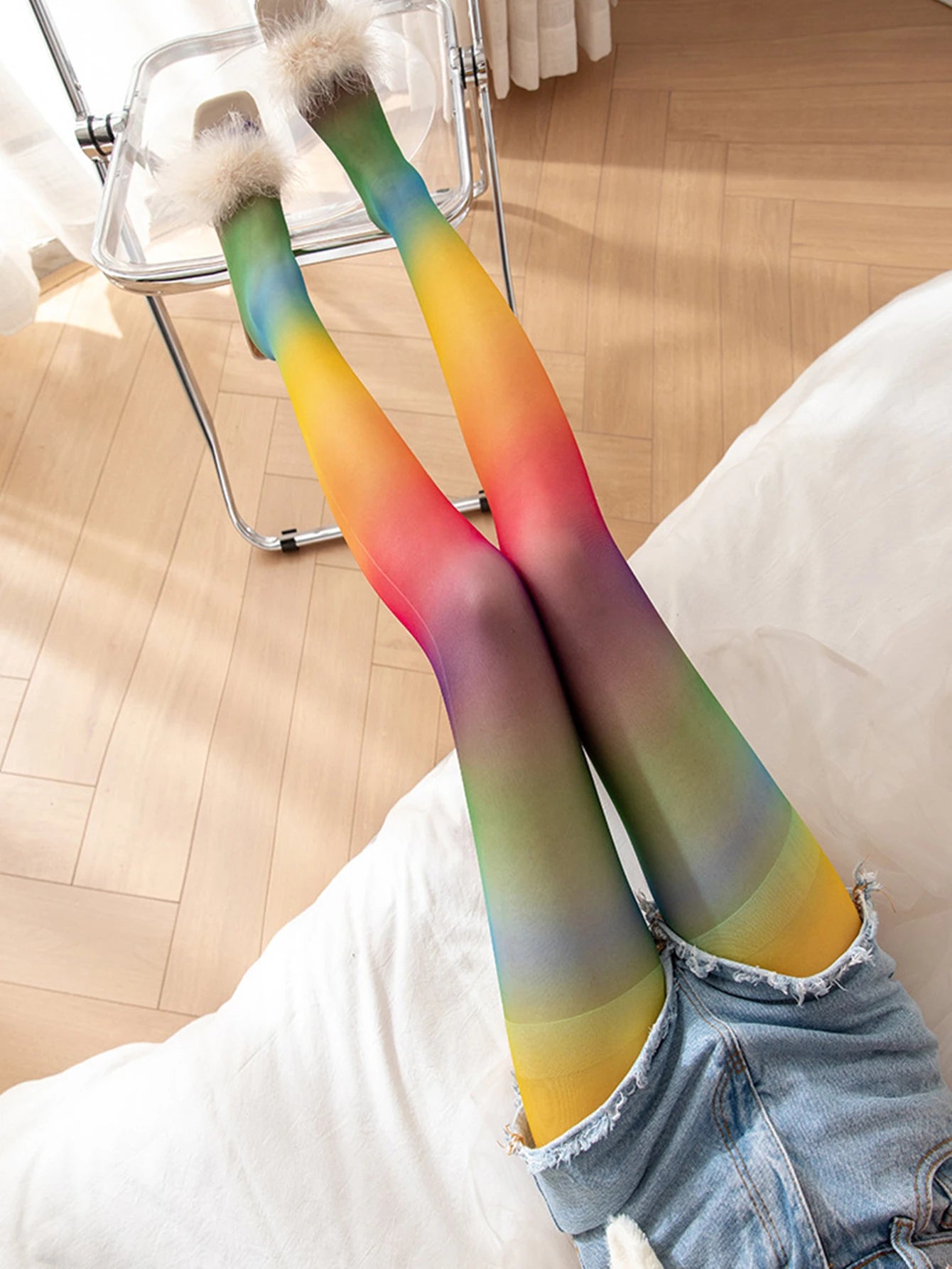 Colorful Rainbow Striped Pantyhose