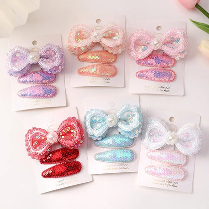 3 Pcs Sequins Kids Bows BB Clip Set – Star & Butterfly Hair Clips