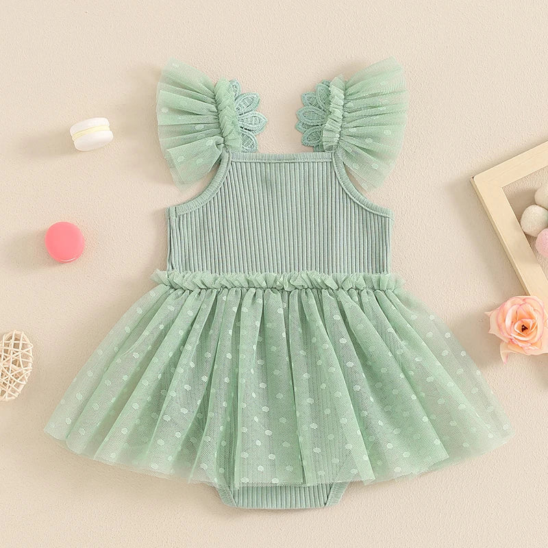 3D Flower Embroidered Romper Dress| Sleeveless Tutu