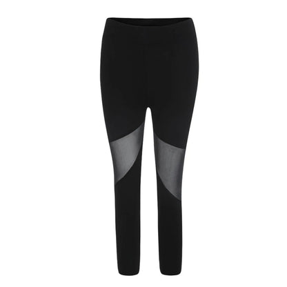 Gothic Mesh Design Women’s Leggings - Plus Size Black Sportswear