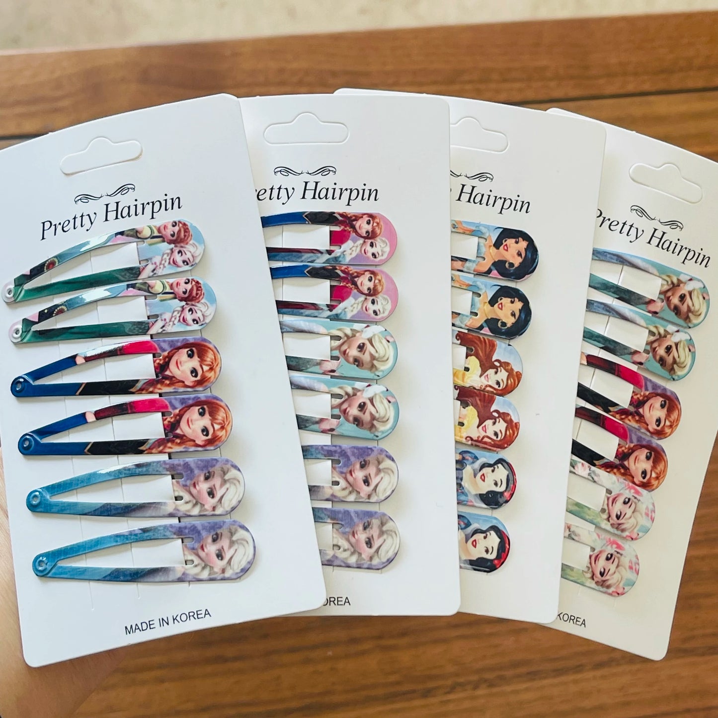 6 Pcs Cartoon Princess Hair Clips – Snow White, Elsa & Anna for Kids