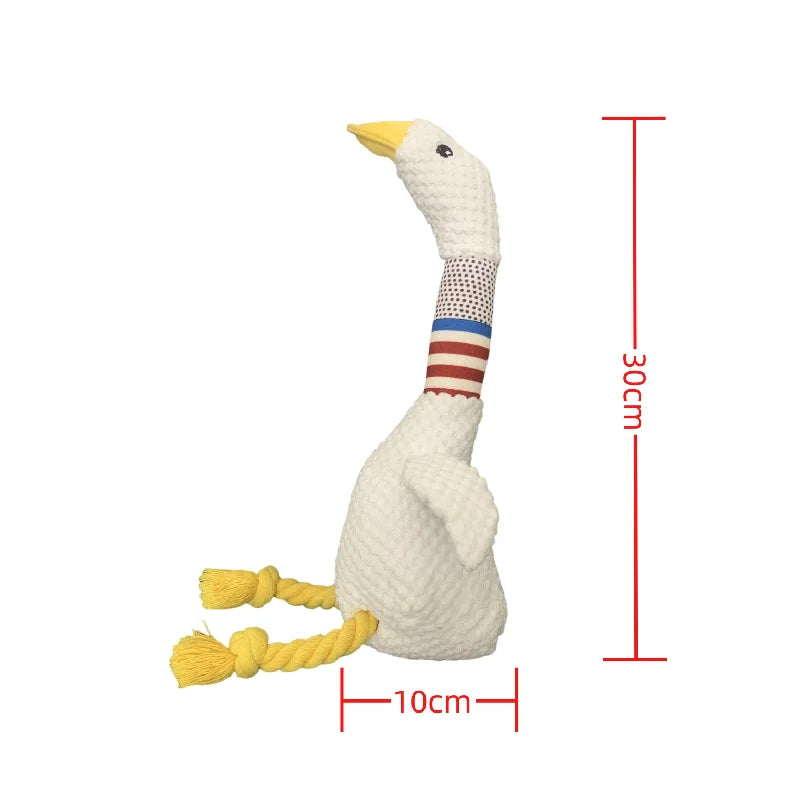 Plush White Geese Chew Toy for Dogs - Bite Resistant & Sound Toy