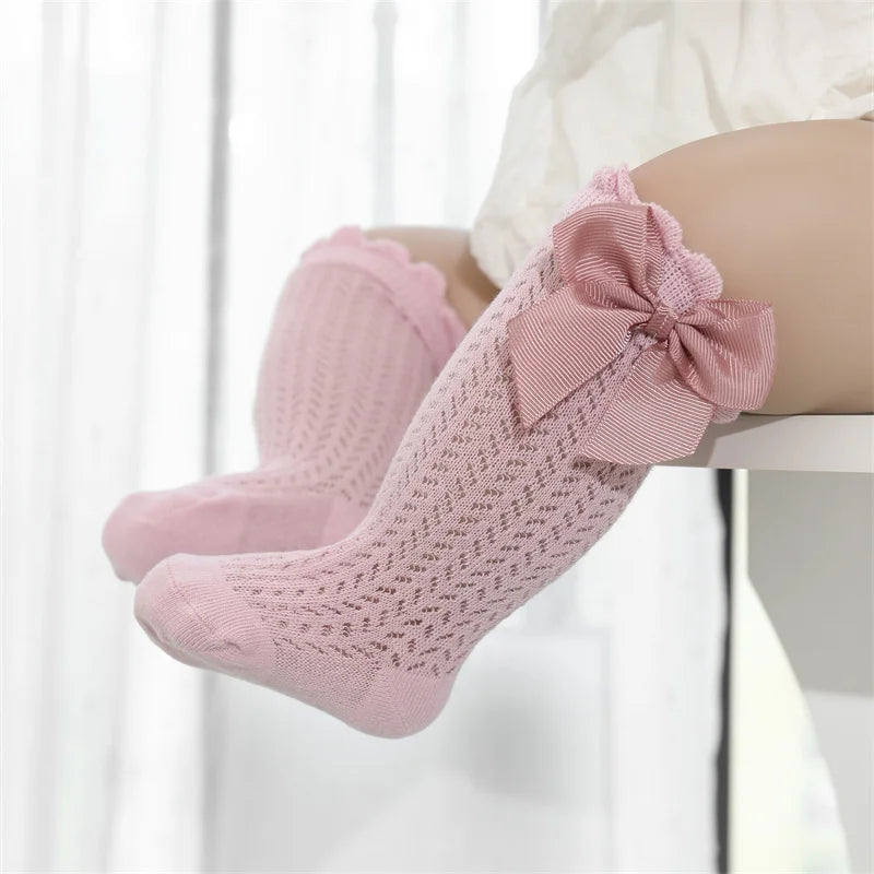 Big Bow Cotton Summer Mesh Infant Knee Socks