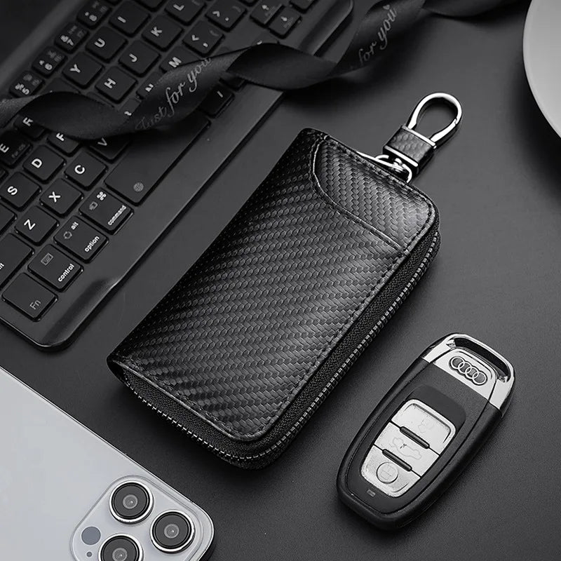 Carbon Fiber Fabric Keychain – Multifunctional Key Organizer