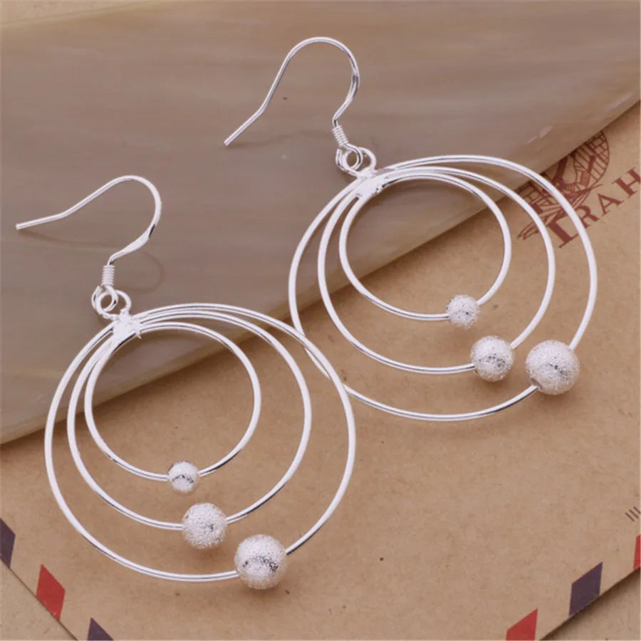 100% 925 Sterling Silver Earrings for Women | Three Circle Beads