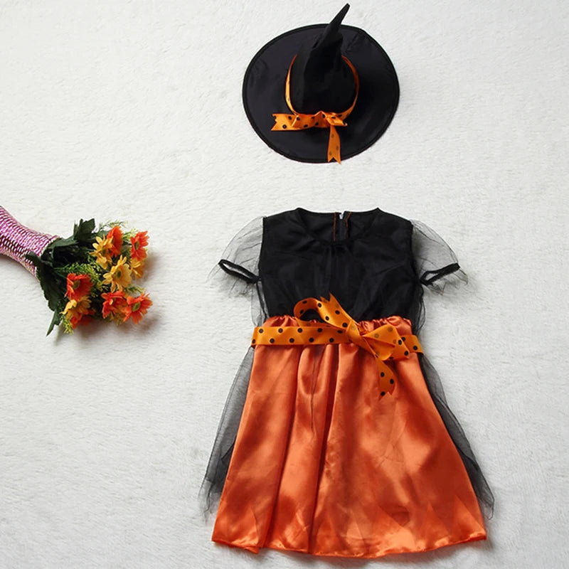 Girls Halloween Cosplay Costume | Witch Dress Set