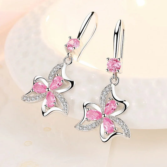 Luxury Crystal Flower Drop Earrings