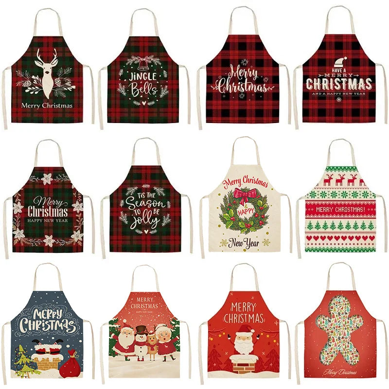 Linen Merry Christmas Apron – Festive Kitchen Decor