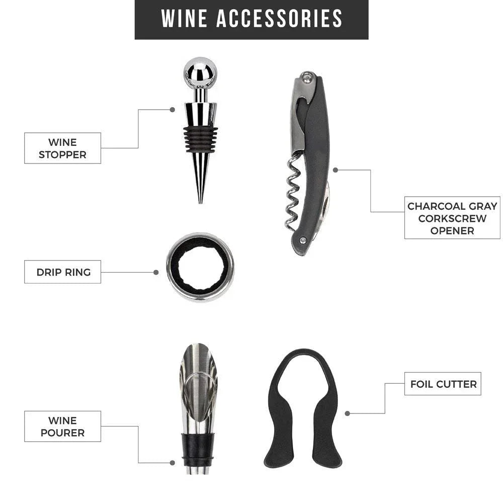 Deluxe Wine Opener Gift Set – 5-Piece Bottle Opening Kit with Waiter’s Corkscrew