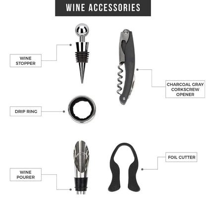 Deluxe Wine Opener Gift Set – 5-Piece Bottle Opening Kit with Waiter’s Corkscrew