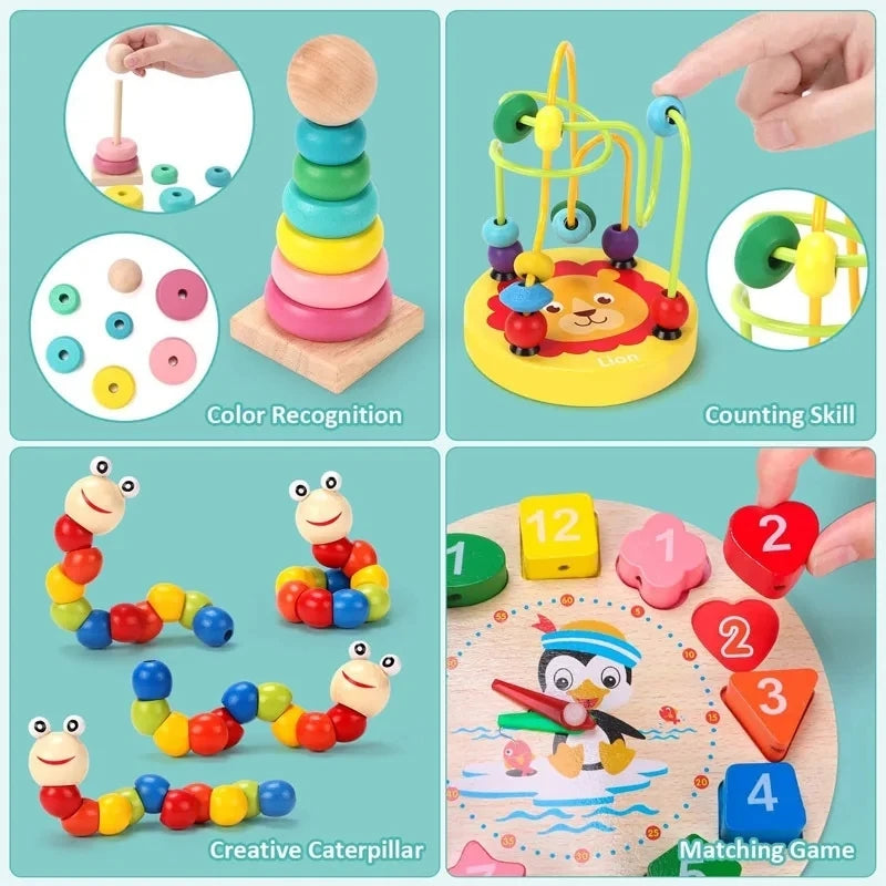 Montessori Wooden Blocks Jigsaw Puzzle – Baby Educational Toy