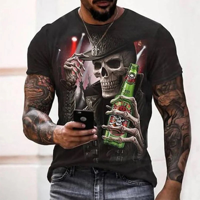 Fashion Punisher Skull Graphic T-Shirt for Men - 3D Print Harajuku Style