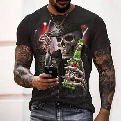 Fashion Punisher Skull Graphic T-Shirt for Men - 3D Print Harajuku Style