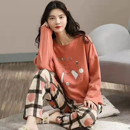 Women's Plus Size Long-Sleeve Pajama Set